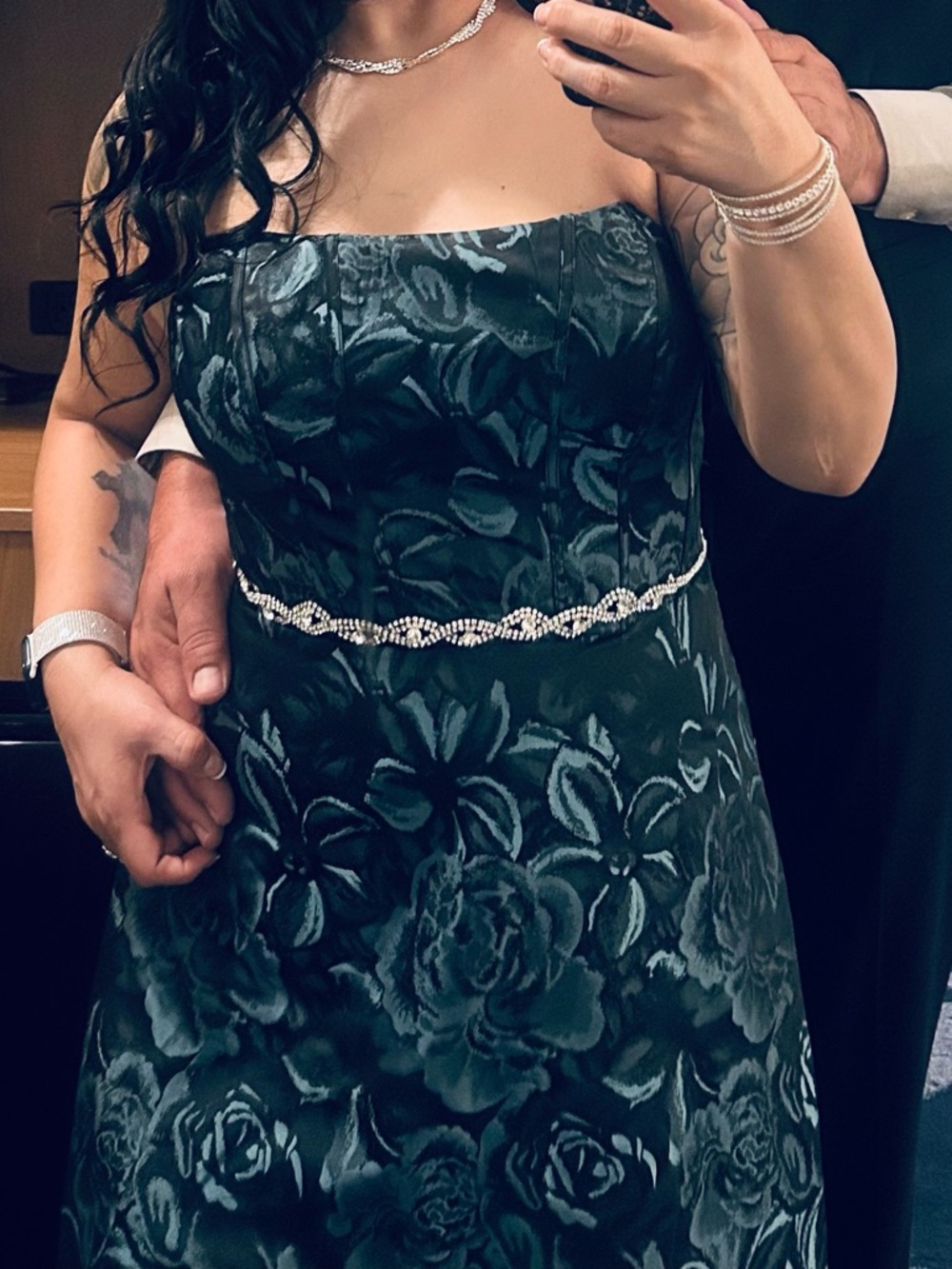 Sculpted Brocade Tiered A-Line Dress